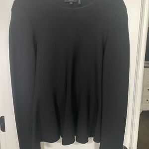 Theory Classic Black Peplum Long Sleeve Top